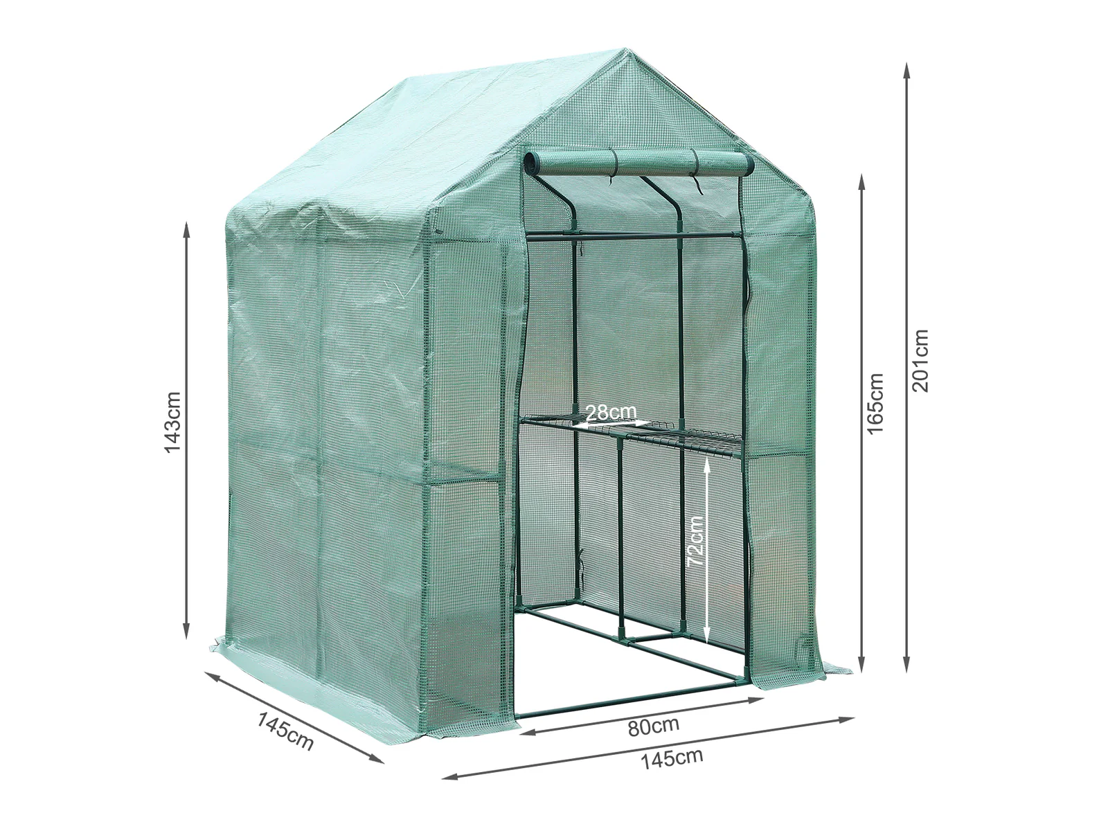 Walk-In Greenhouse 1.45 x 1.45 x 2M - GREEN - Image 4