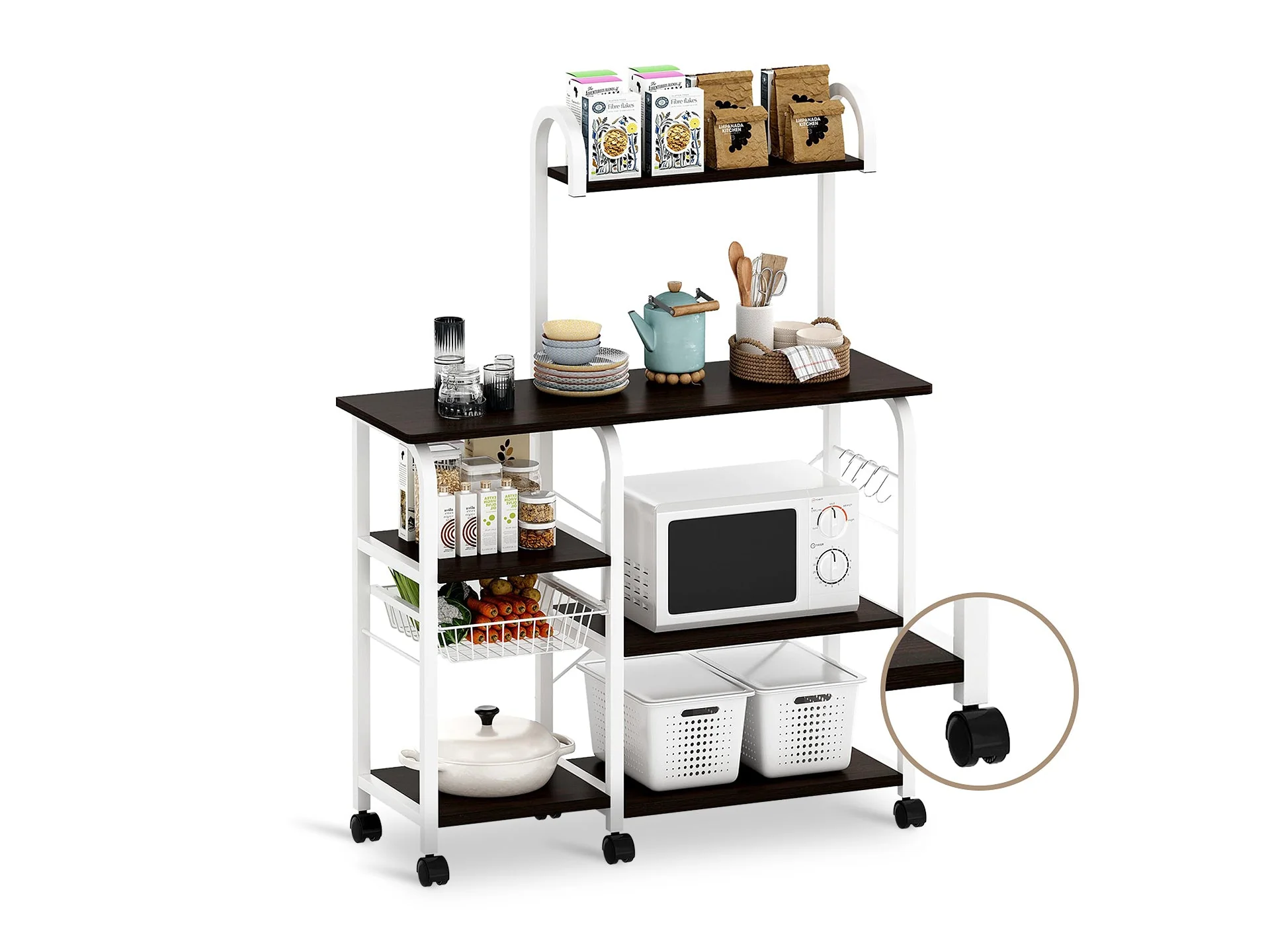 Ward Kitchen Storage Shelf Microwave Stand - Black Walnut - Image 2