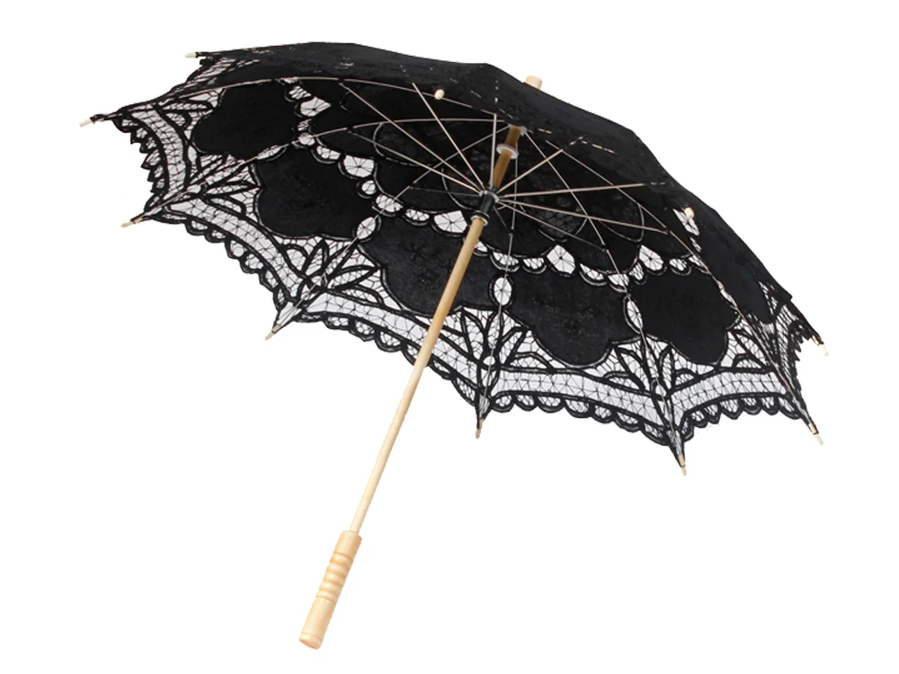 Wedding Umbrella Lace Umbrella for Wedding Party BLACK - Image 2