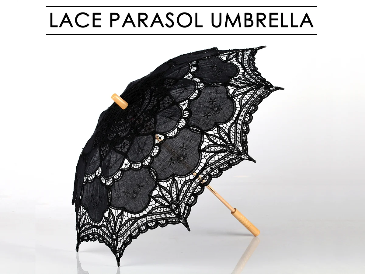 Wedding Umbrella Lace Umbrella for Wedding Party BLACK - Image 4