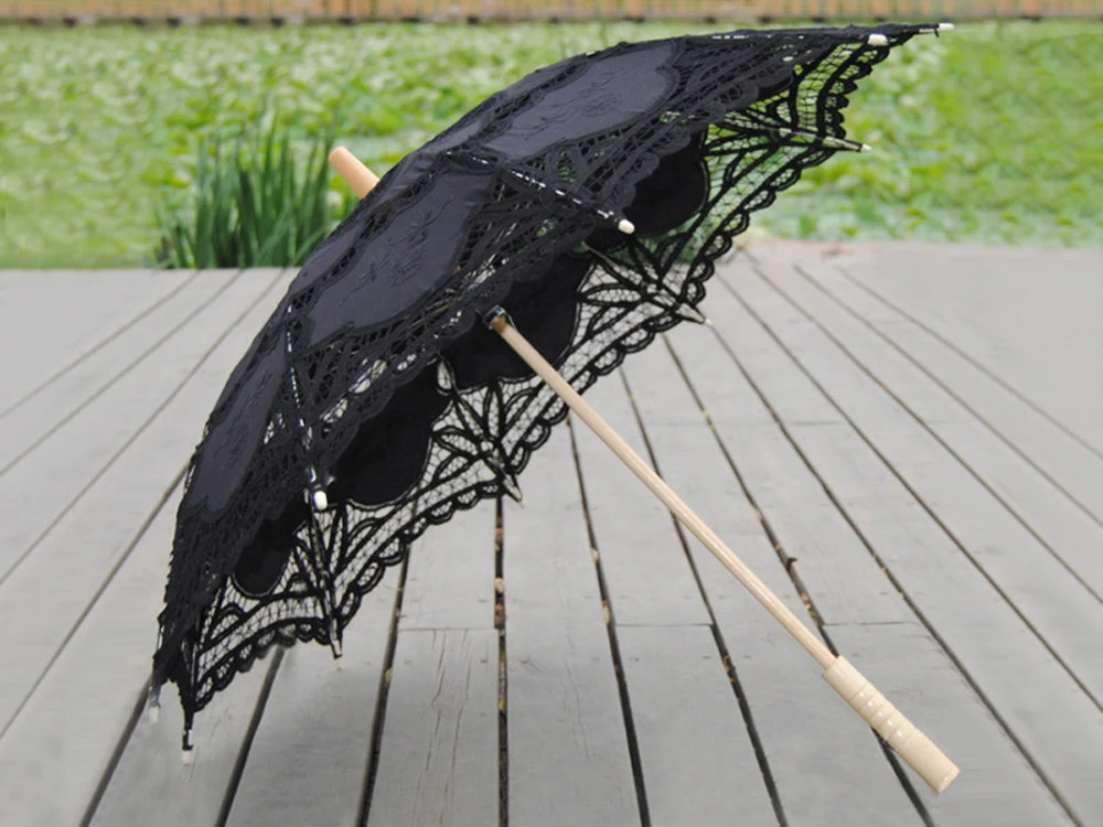 Wedding Umbrella Lace Umbrella for Wedding Party BLACK - Image 6