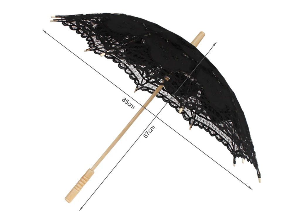 Wedding Umbrella Lace Umbrella for Wedding Party BLACK - Image 8