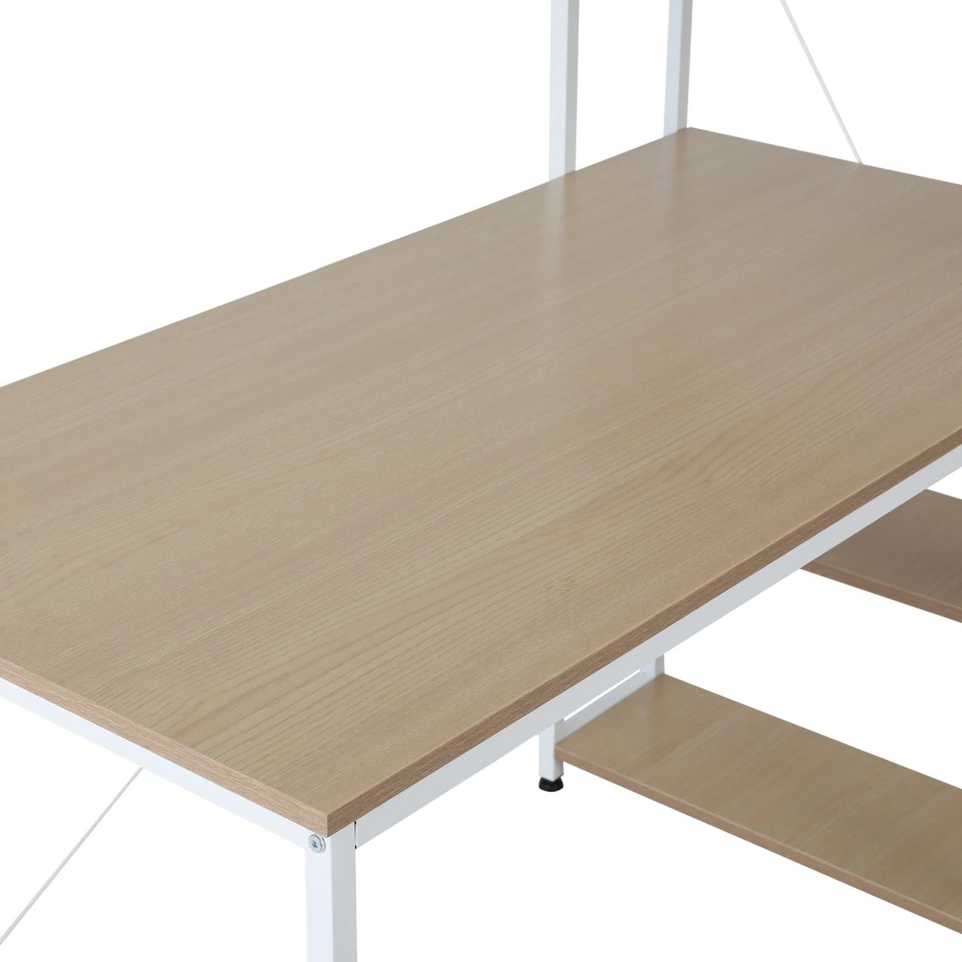 William 120cm Computer Desk with Bookshelf - White + Natural - Image 4