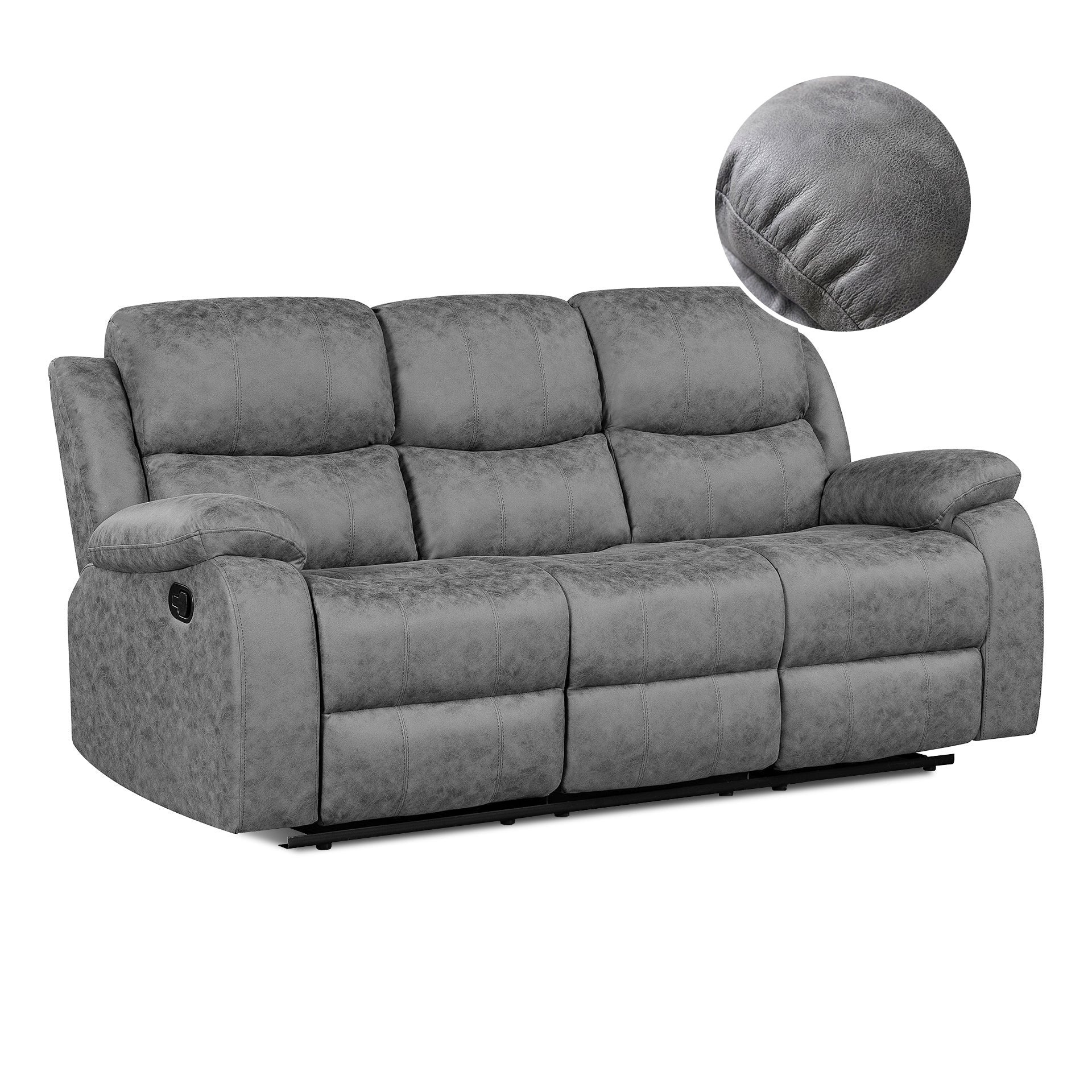 Wilson Manual 3 Seater Recliner Sofa - Grey - Image 8
