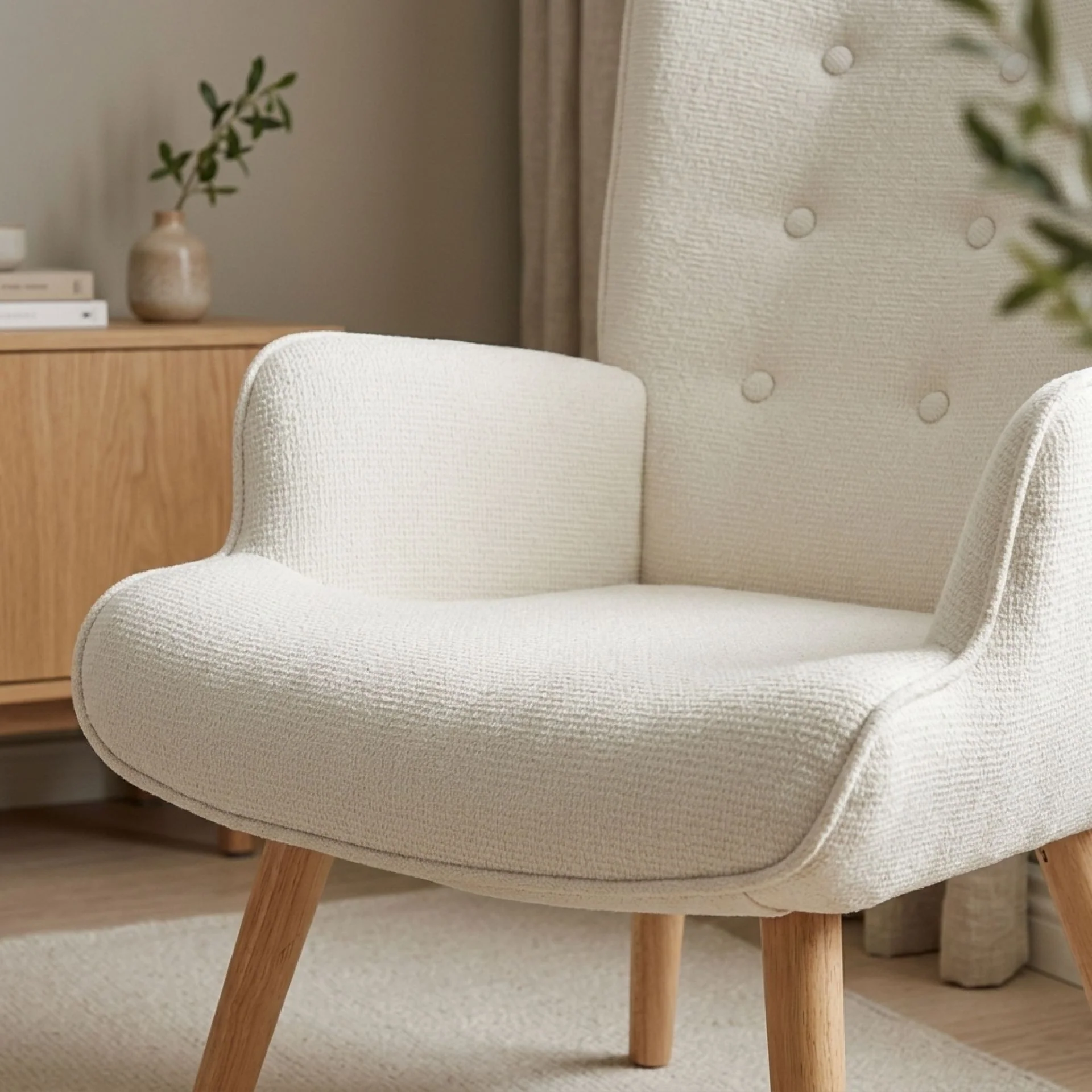 Wing Velvet Armchair - Beige - Image 6