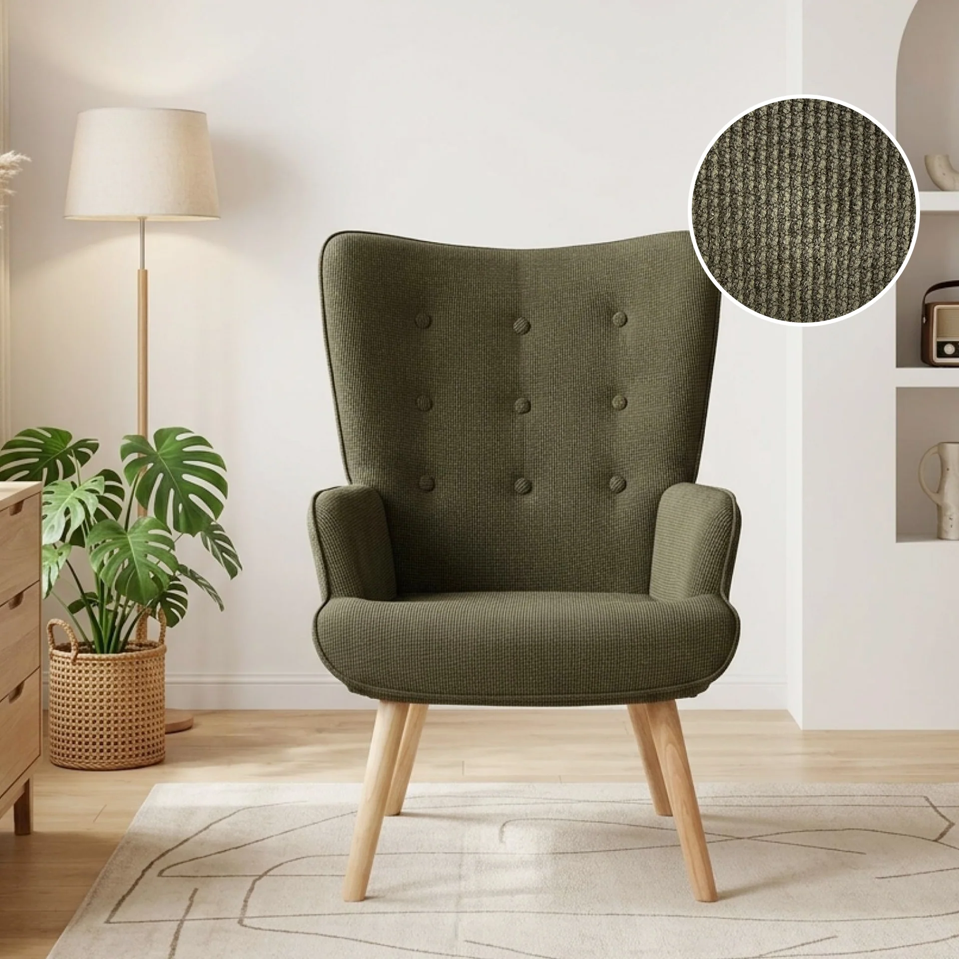 Wing Velvet Armchair - Dark Green - Image 2