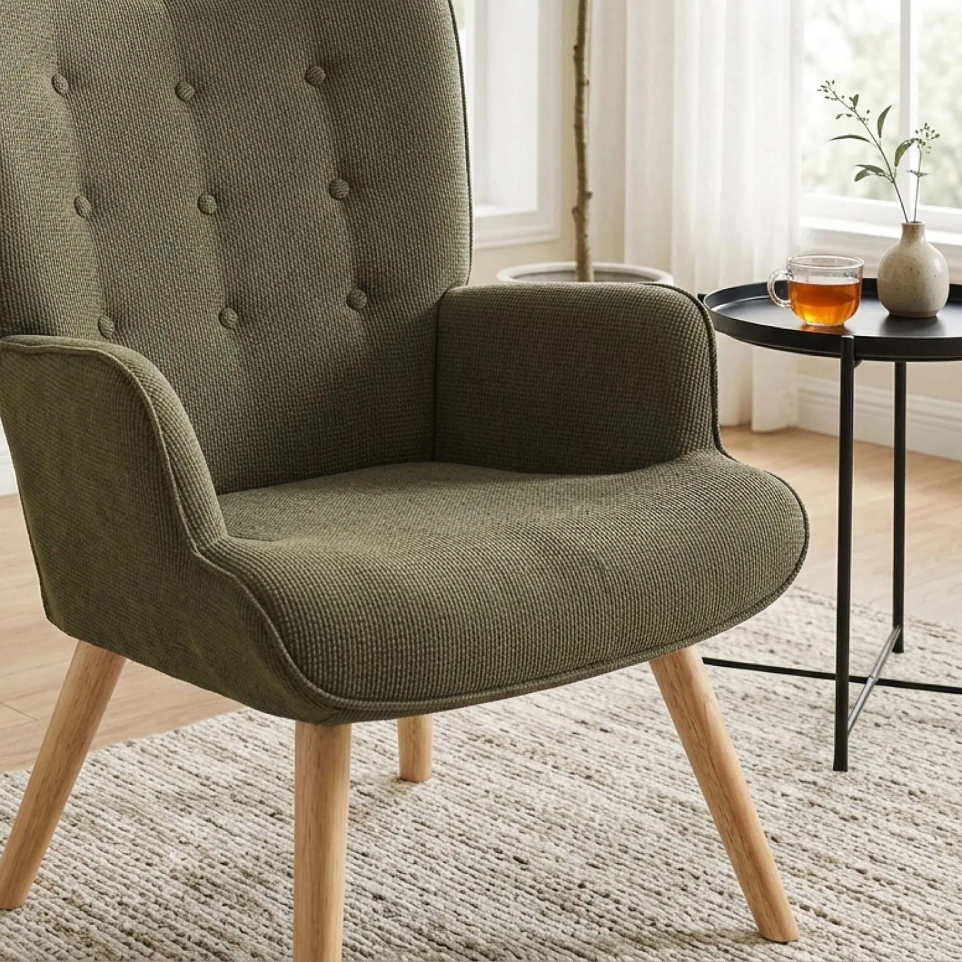 Wing Velvet Armchair - Dark Green - Image 6
