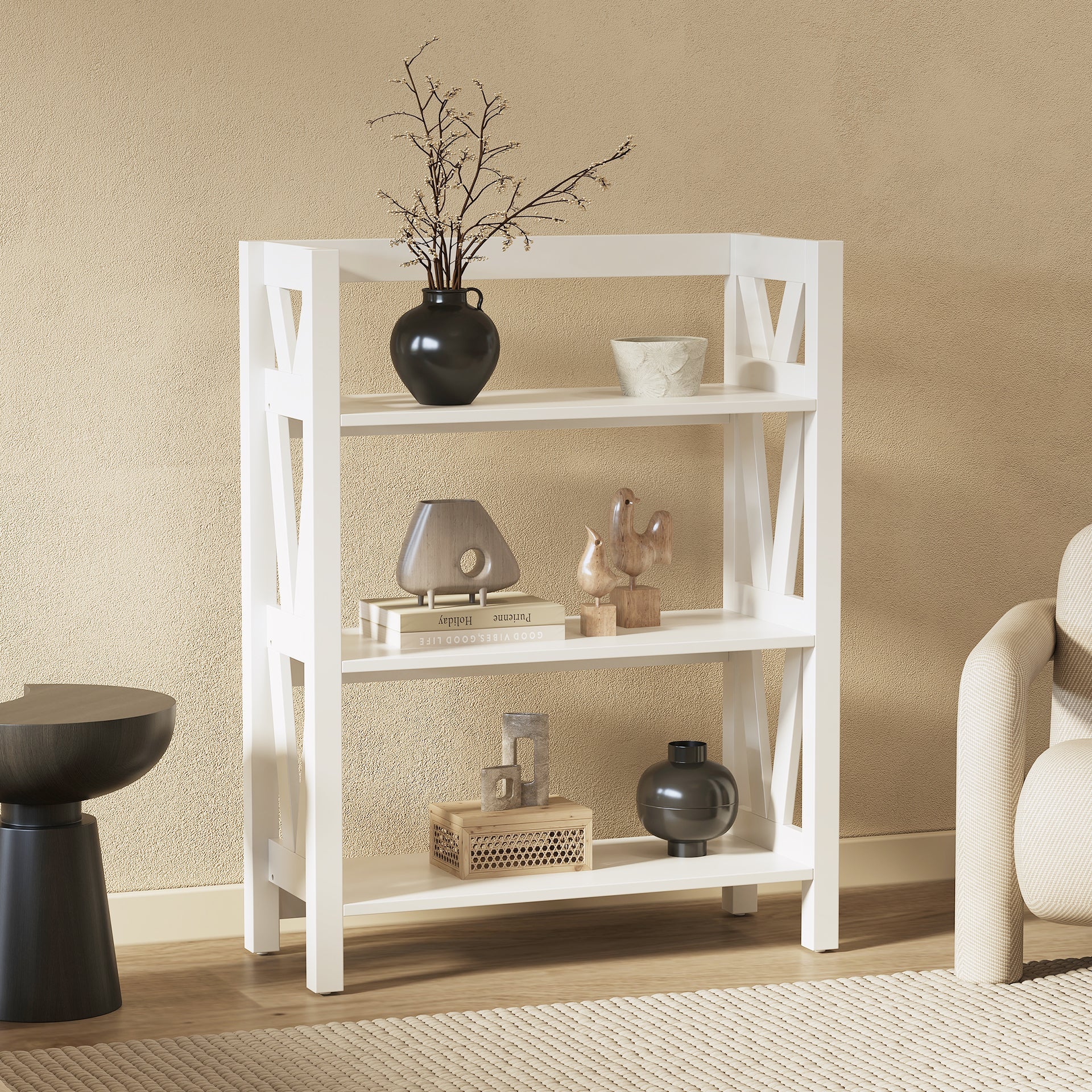 Wister 3 Tier Bookshelf - White - Image 2