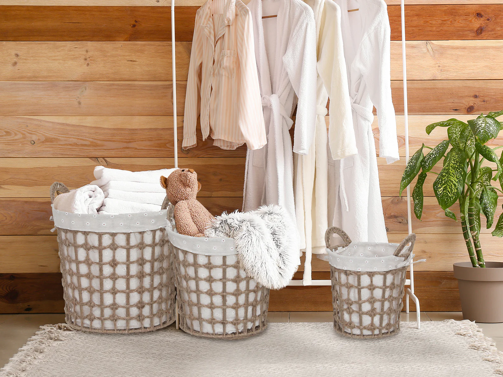 Woven Laundry Basket Storage Basket - Set of 3 - S/M/L