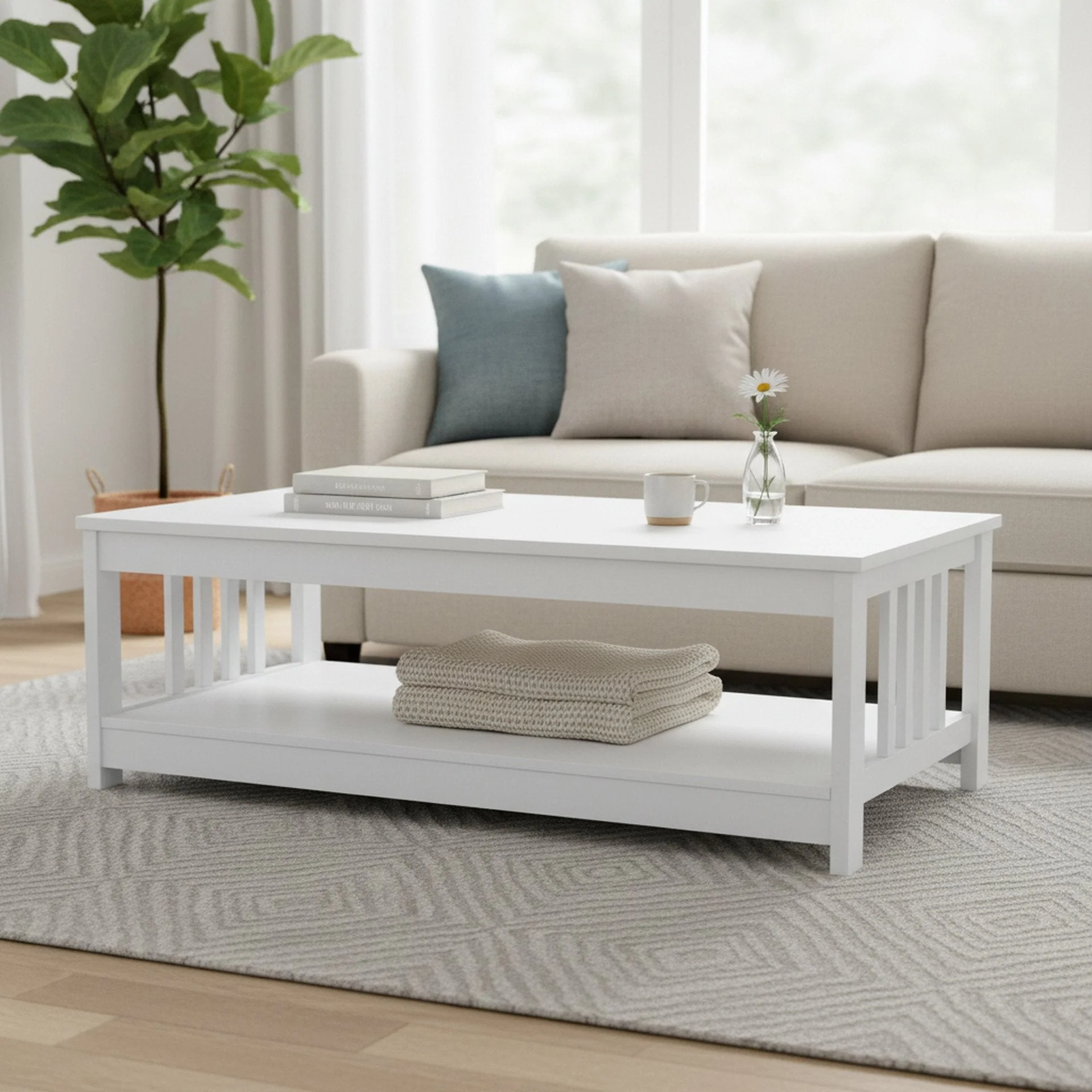 Wular Rectangle Coffee Table - White - Image 4