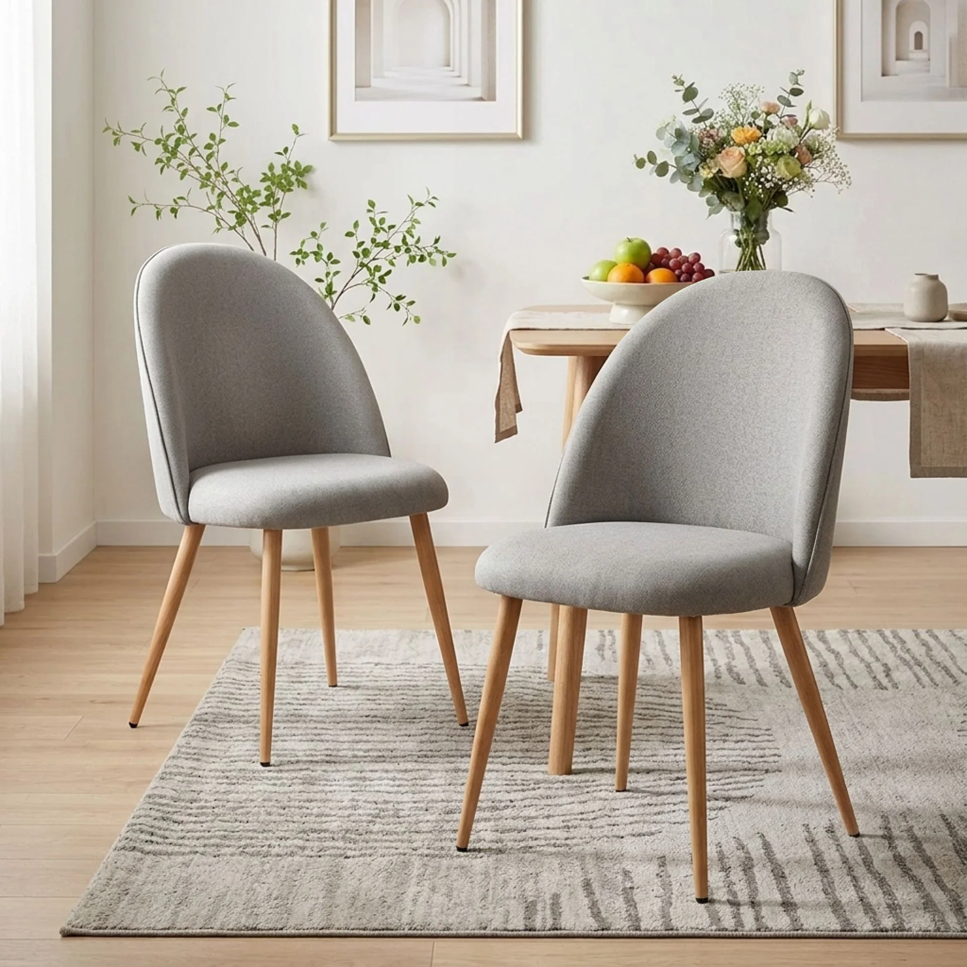 Wyatt Linen Dining Chair - Set of 2 - Light Grey