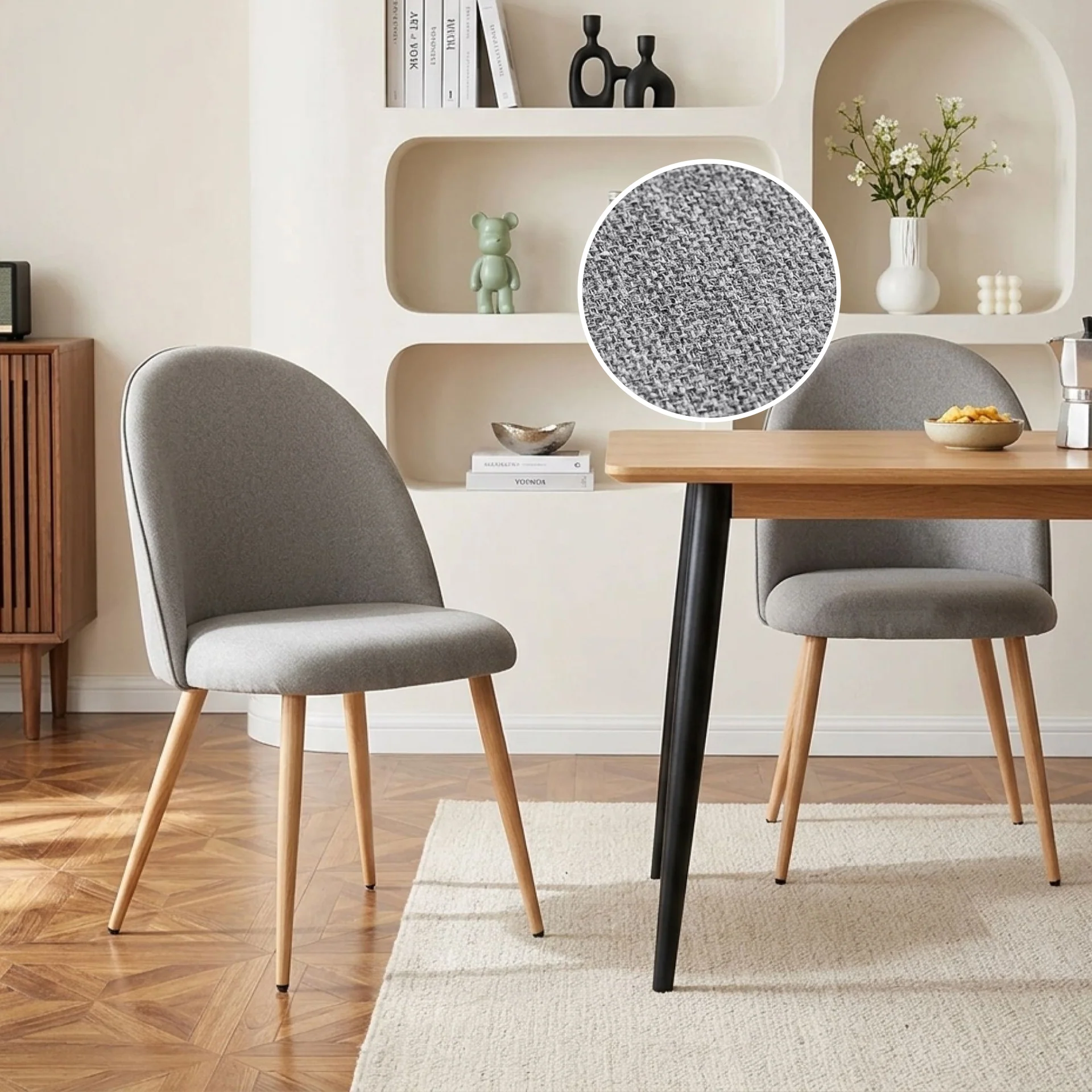 Wyatt Linen Dining Chair - Set of 2 - Light Grey - Image 2