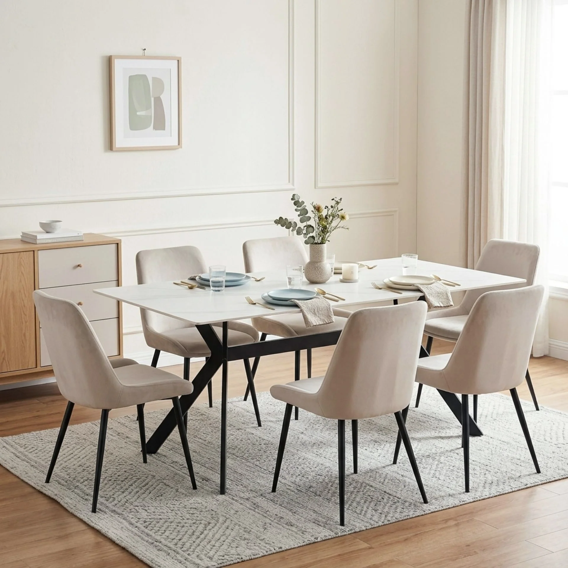 Xenova Rectangle Dining Table 180x90cm - Snow White - Image 2