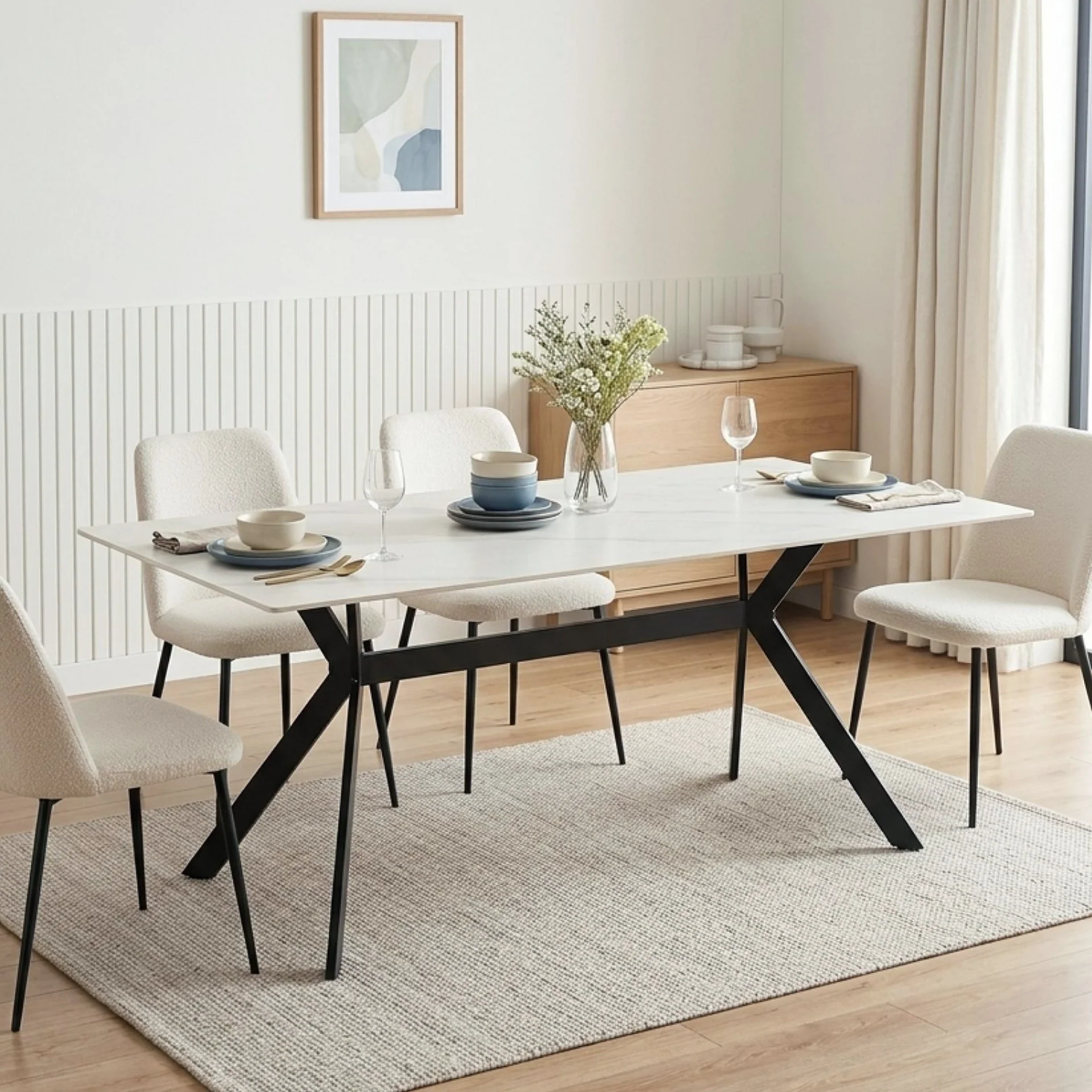 Xenova Rectangle Dining Table 180x90cm - Snow White - Image 3