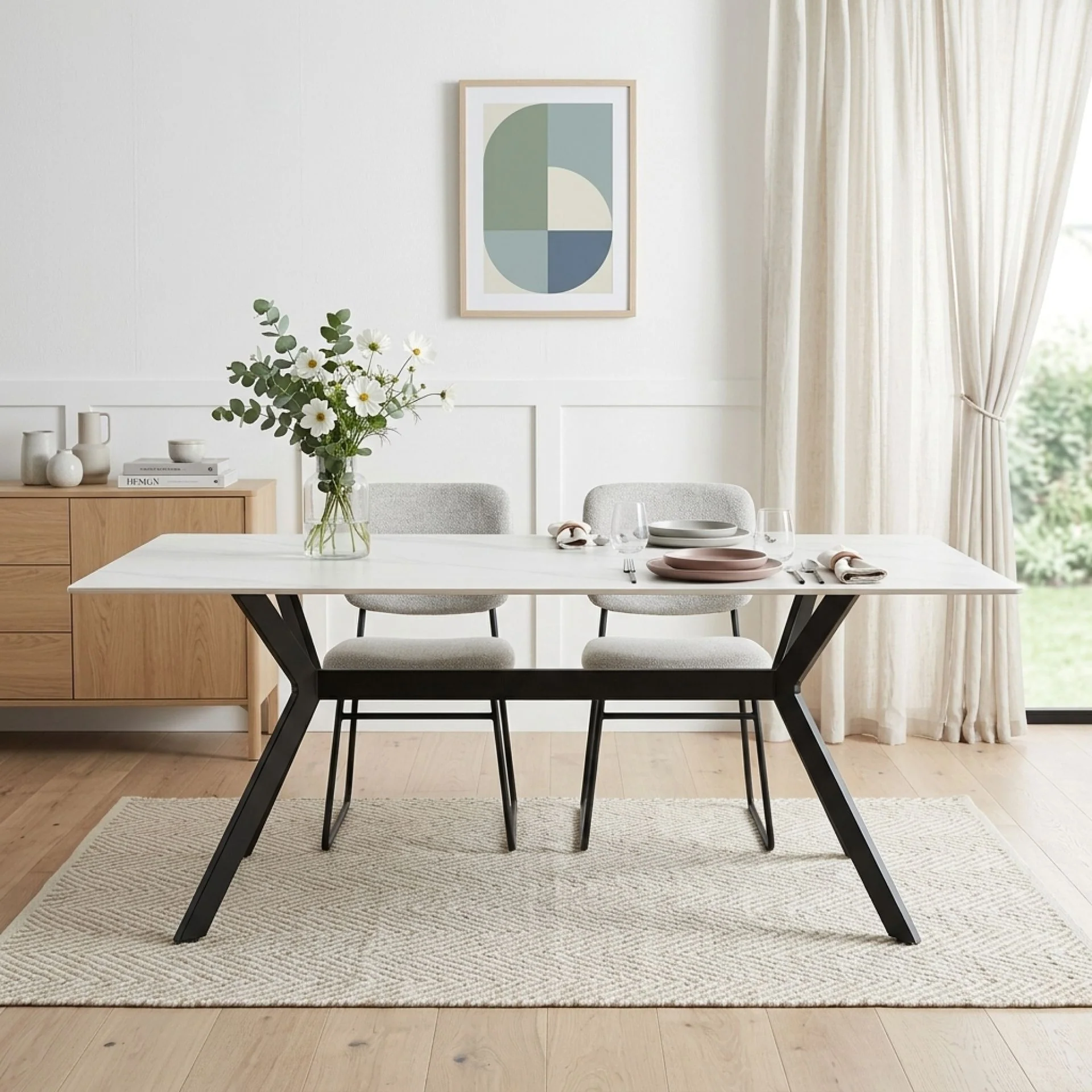 Xenova Rectangle Dining Table 180x90cm - Snow White - Image 4