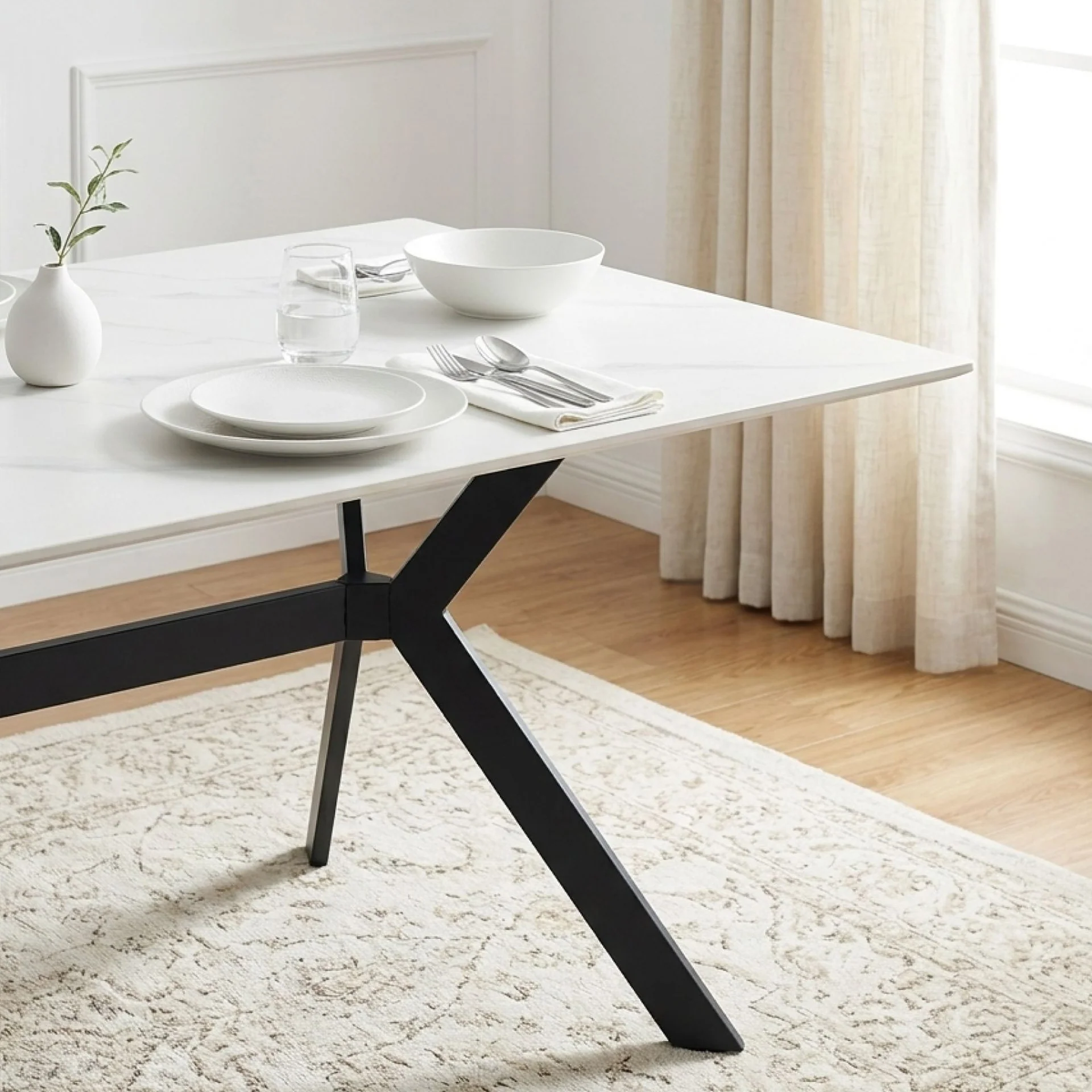 Xenova Rectangle Dining Table 180x90cm - Snow White - Image 7