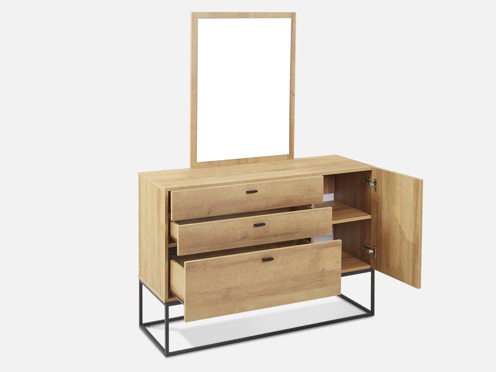 XOAN 4 Drawers Chest Dresser with Mirror - OAK - Image 7