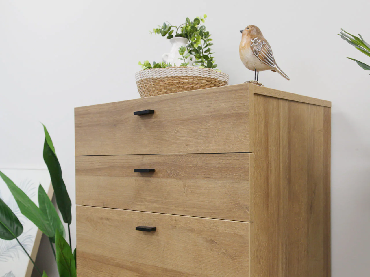 XOAN Wooden Tallboy 4 Drawers - OAK - Image 3