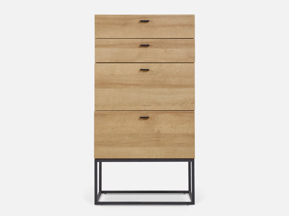 XOAN Wooden Tallboy 4 Drawers - OAK - Image 6