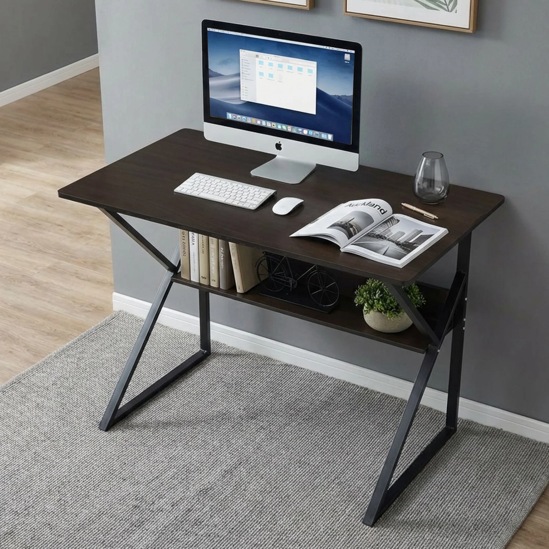 Yael 100cm Computer Desk - Black Walnut - Image 2