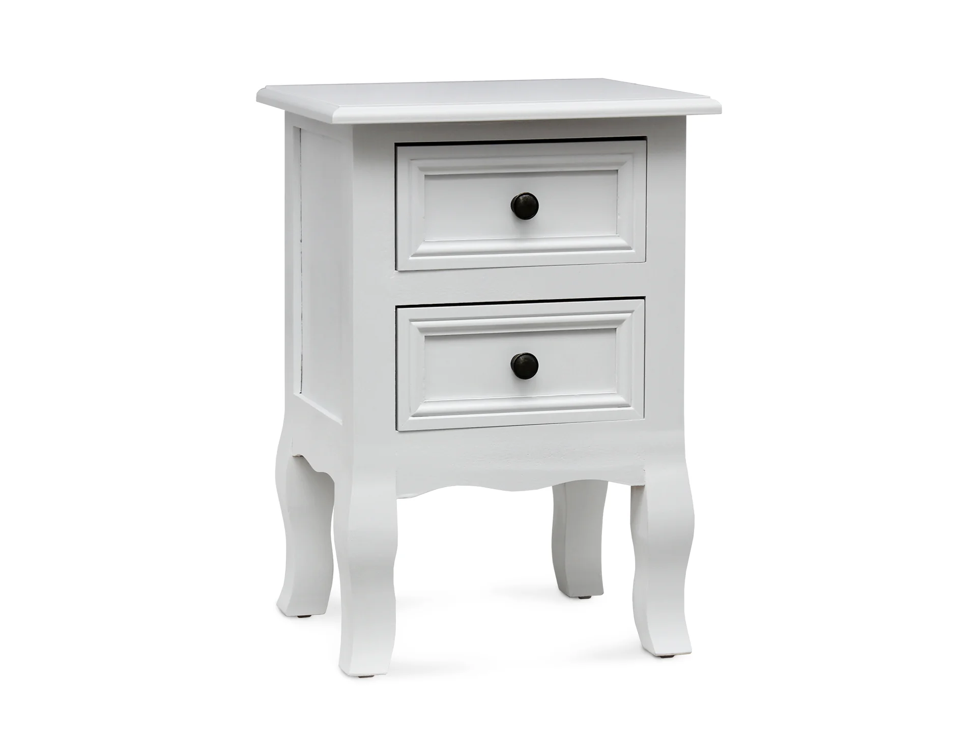 ZEUS Wooden Bedside Table Nightstand with 2 Drawers - WHITE