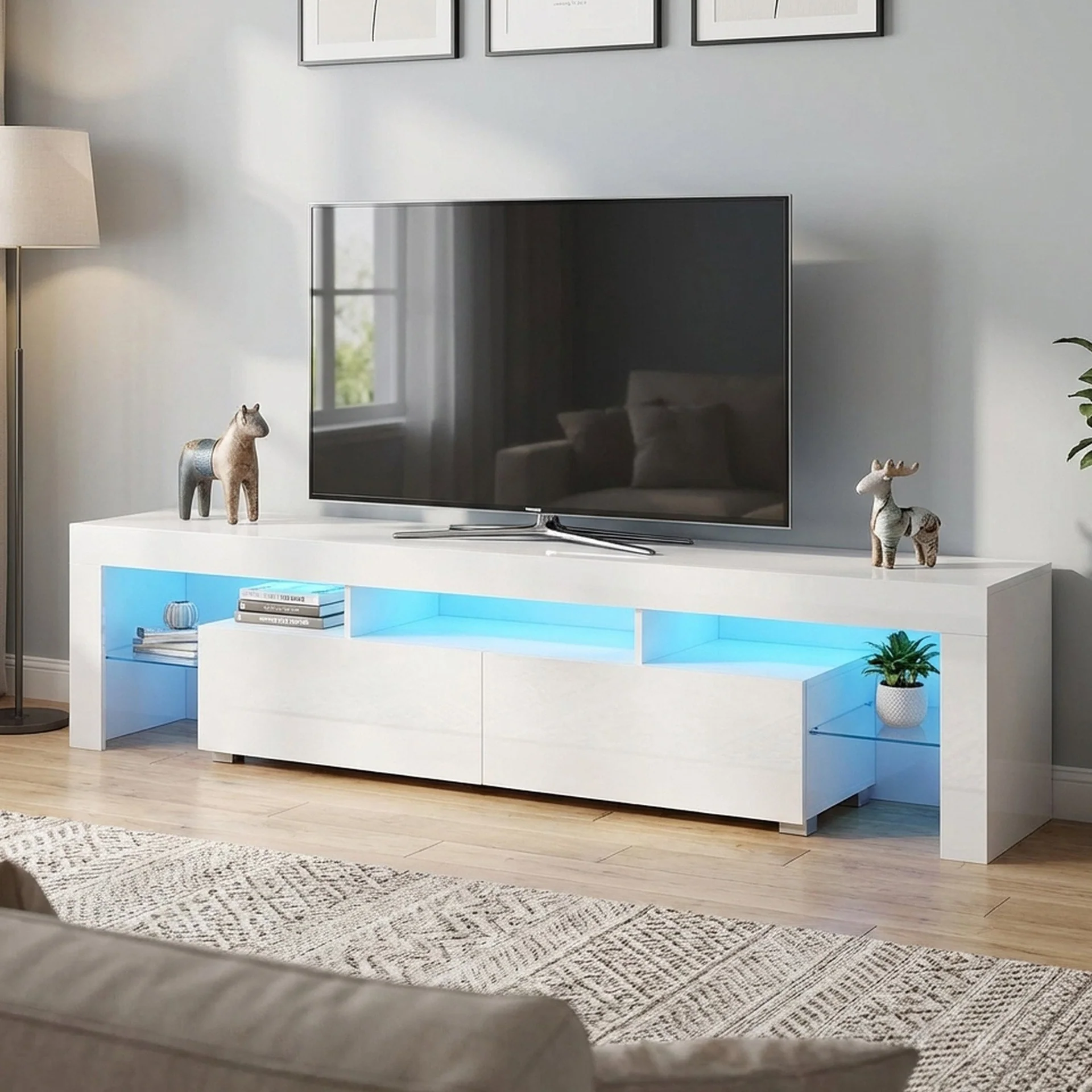 Zoar 1.9m LED Entertainment Unit - White