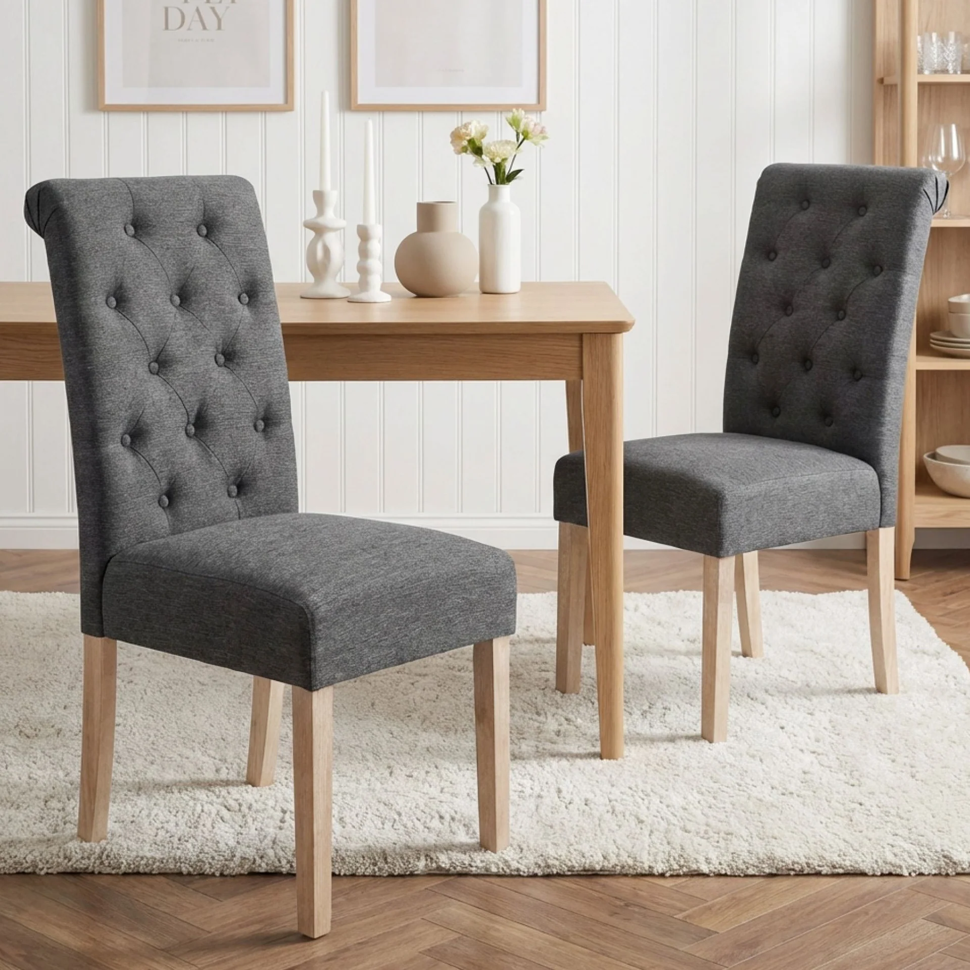 Zoey Upholstered Dining Chair - Set of 2 - Dark Grey - Image 4