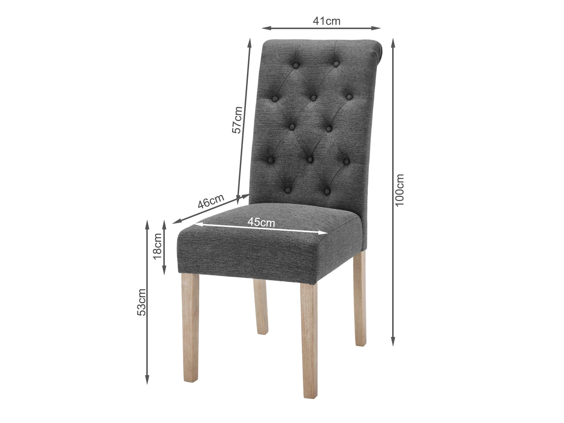 Zoey Upholstered Dining Chair - Set of 2 - Dark Grey - Image 7